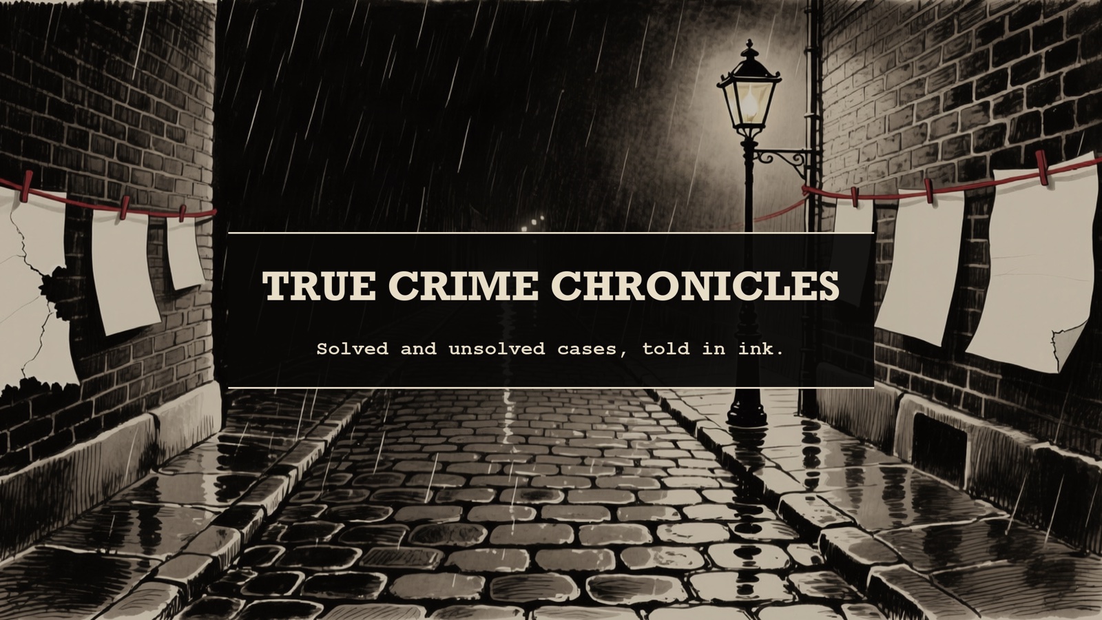 True Crime Chronicles. Solved and unsolved cases, told in ink.